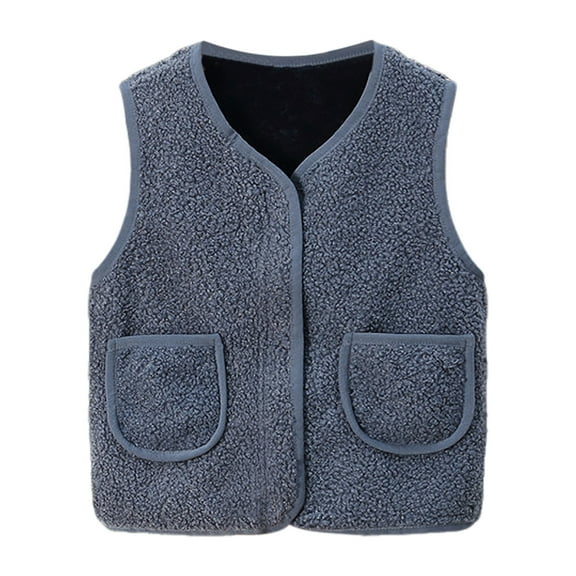 GUOBIOZIY Baby Girl Boy Sherpa Fleece Vest Toddler Sleeveless Waistcoat Gilet Zip Fall Winter Outwear Clothes(Navy,6-12 Months)