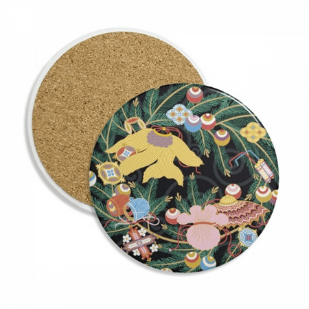 

Painting Japanese Culture Flower Coaster Cup Mug Tabletop Protection Absorbent Stone