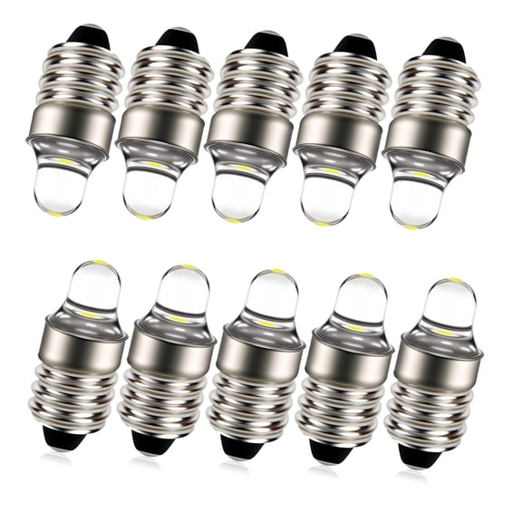 Ruiandsion E10 Miniature LED Bulb, 0.09W 100LM 6000K Cool White, 3V 3.6V Low Voltage for Flashlights Miniature Instruments,10-Pack