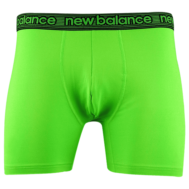 New Balance Men's Black, Neon Green, Striped Pattern 4 Pack Boxer Brief  (S03)