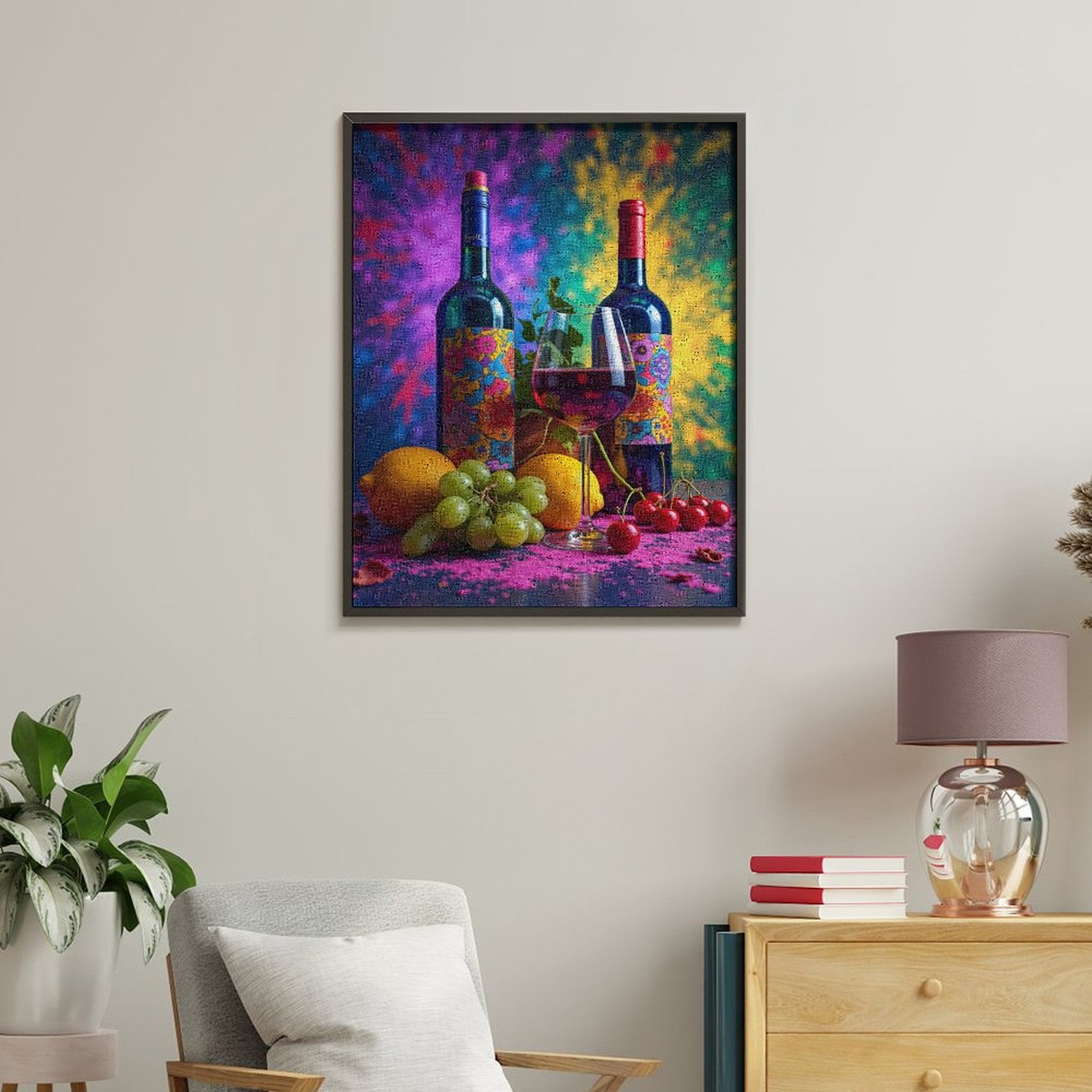 Paint By Numbers Kit for Adults Beginner - DIY Wine Bottles Fruit Colorful Setting Canvas Painting Kits for Adults, Frameless Paint By Number for Adults for Home Wall Decor 16x20 Inch