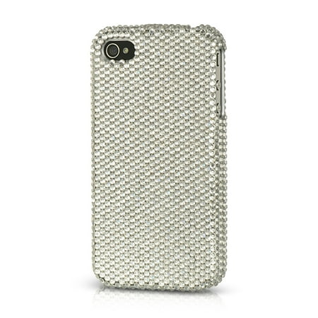 Platinum Series Case - Insten Platinum Collection Endless Sparkles Series Hard Skin Rear Case For Apple iPhone 4 / 4S - Silver