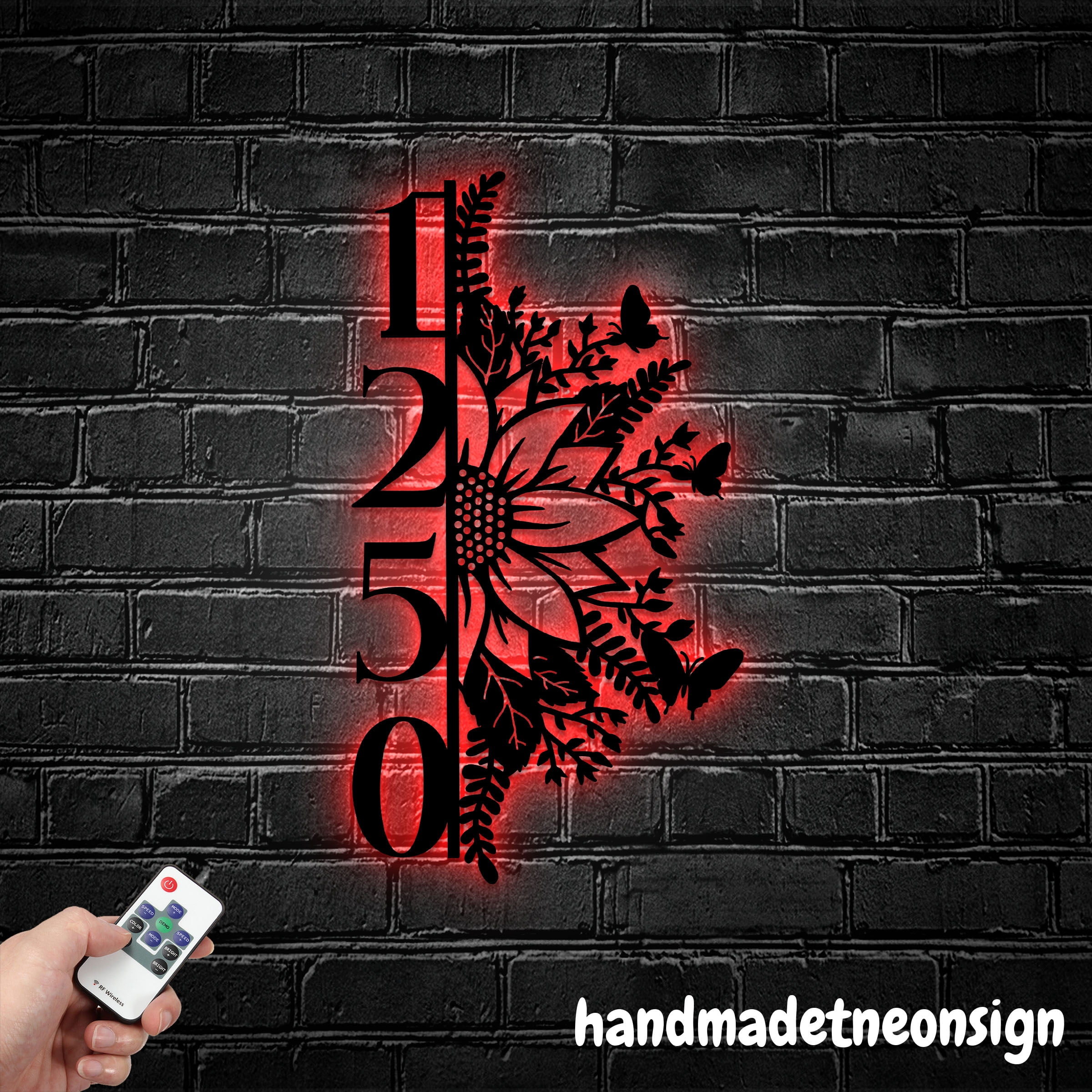Handmadetneonsign Sunflower House Number, Flower Home Address Metal, Custom House Address Sign 70198