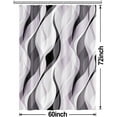 thumbnail image 6 of Modern abstract gray and brown striped shower curtain set bathroom with hooks, 72x72 inches, 6 of 7