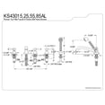 thumbnail image 2 of Kingston Brass KS43085AL Three Handle Roman Tub Filler with Hand Shower, 2 of 2