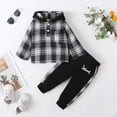 thumbnail image 6 of GYRATEDREAM Toddler Baby Boy Clothes Long Sleeve Tops Plaid Hoodie Sweatshirt + Sweatpants Little Boy Fall Winter Outfits Set 0-24 Months, 6 of 14