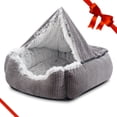 thumbnail image 1 of Cama para perros MIXJOY con capucha rectangular en forma de cueva, color gris, 1 of 9