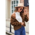 thumbnail image 5 of Zeagoo Shackets for Women Cropped Corduroy Jacket Button Down Shirts Long Sleeve Crop Lapel Shacket Tops, 5 of 6