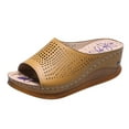 thumbnail image 1 of asdoklhq Slip On Shoes for Women,Women's Wedges Slippers Heeled Shoes Hollow Casual Fish Mouth Slippers, 1 of 6