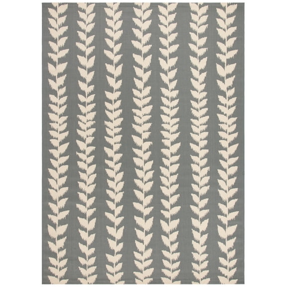 SAFAVIEH Courtyard Milford Leaves Indoor/Outdoor Area Rug, Anthracite/Beige, 8' x 11'