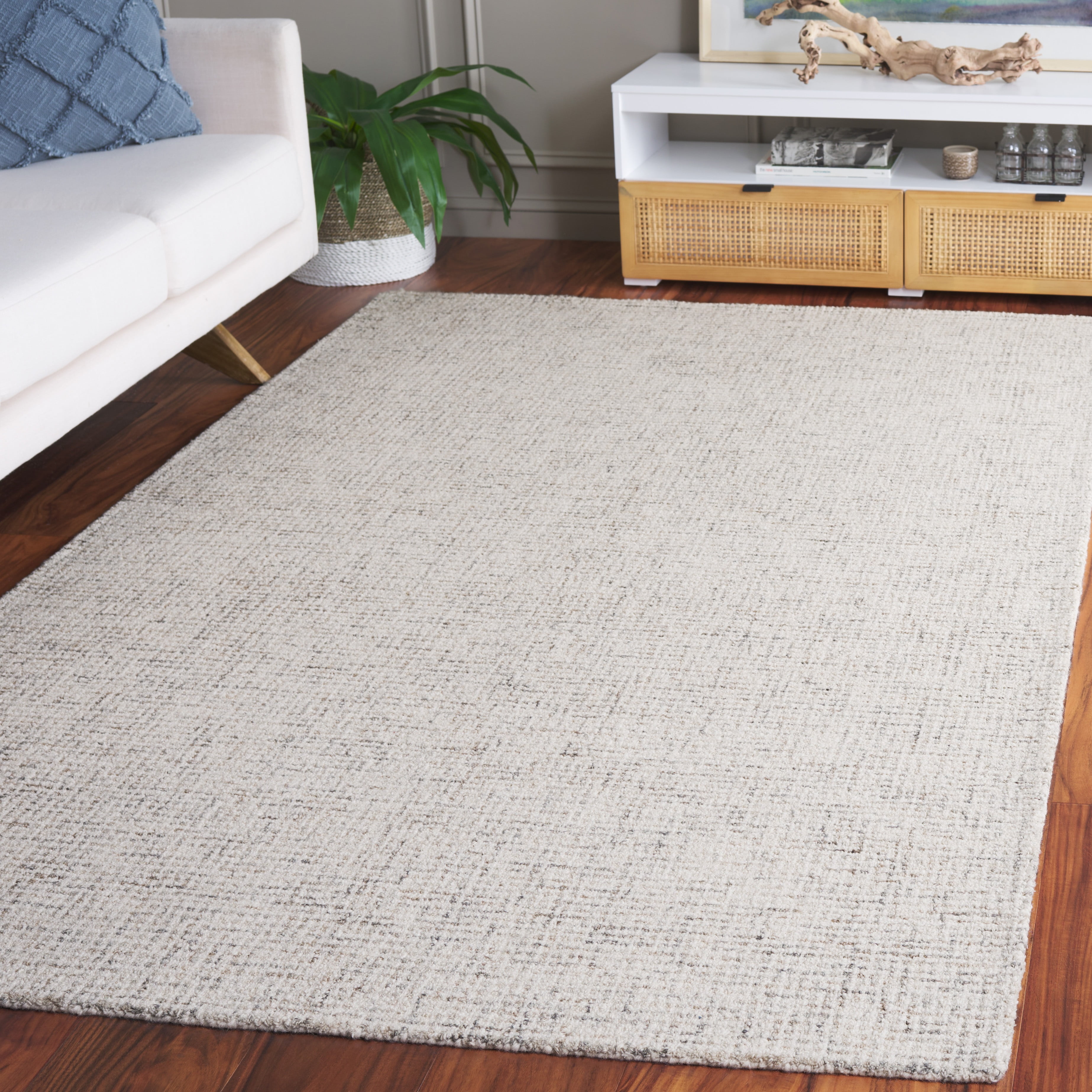 SAFAVIEH Martha Stewart Solid Area Rug, Light Grey/Ivory, 4' x 6'