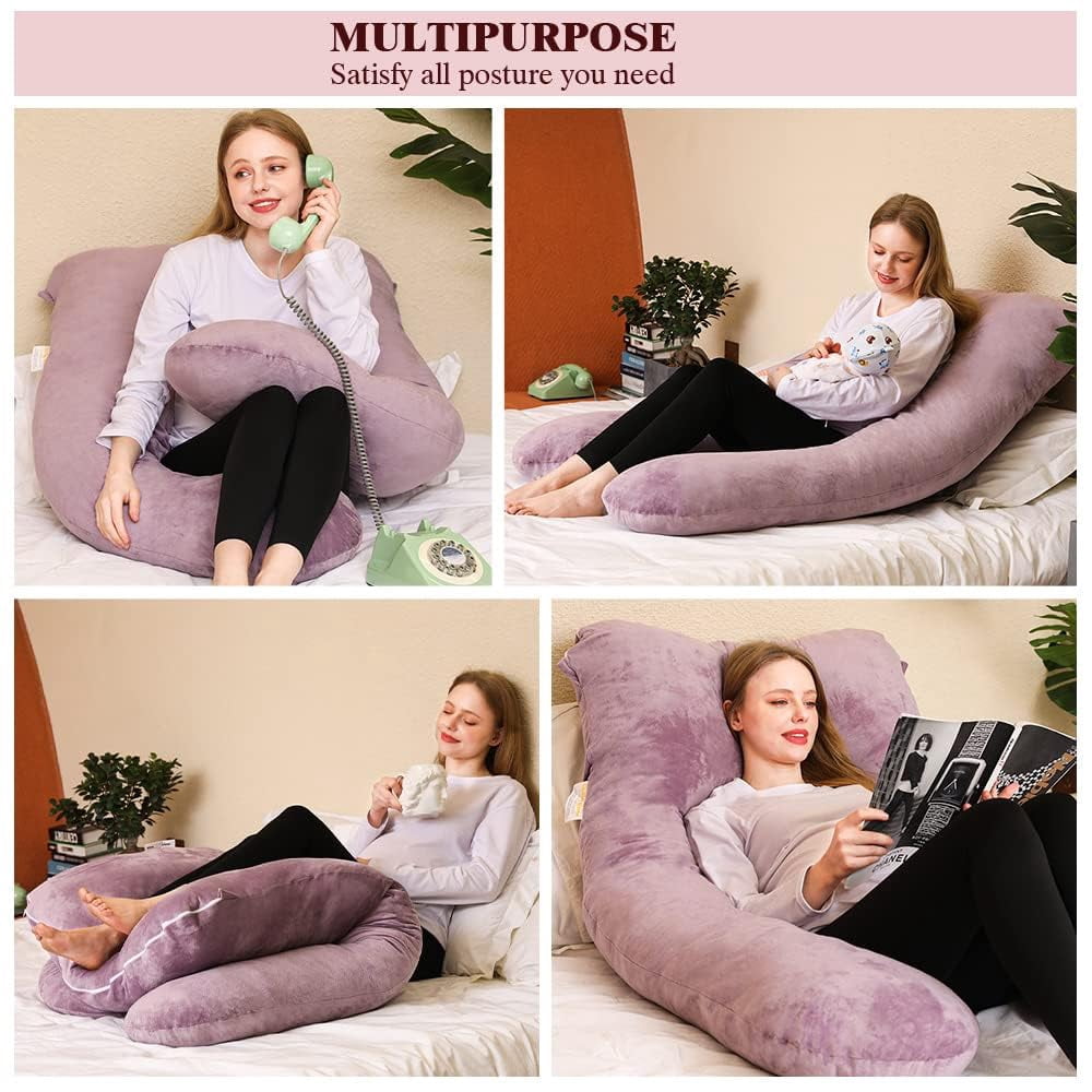 Pillow  U Shape Pillows For Sleeping 55in Body Adults Maternity Removable Cover Pink