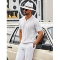 thumbnail image 3 of COOFANDY Black Polo Shirts for Men Textured V Neck Knit Polos Short Sleeve Casual Golf Shirts Fashion Polos, 3 of 6