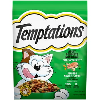 TEMPTATIONS Seafood Medley Flavor Adult Dry Cat Food, 13.5 lb. Bag, Walmart Exclusive