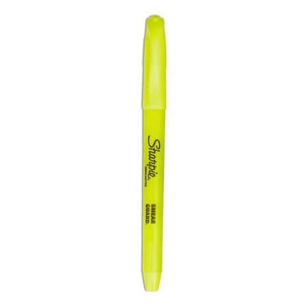 2Pc Sharpie Pocket Style Highlighters, Fluorescent Yellow Ink, Chisel Tip, Yellow Barrel, Dozen (27025)