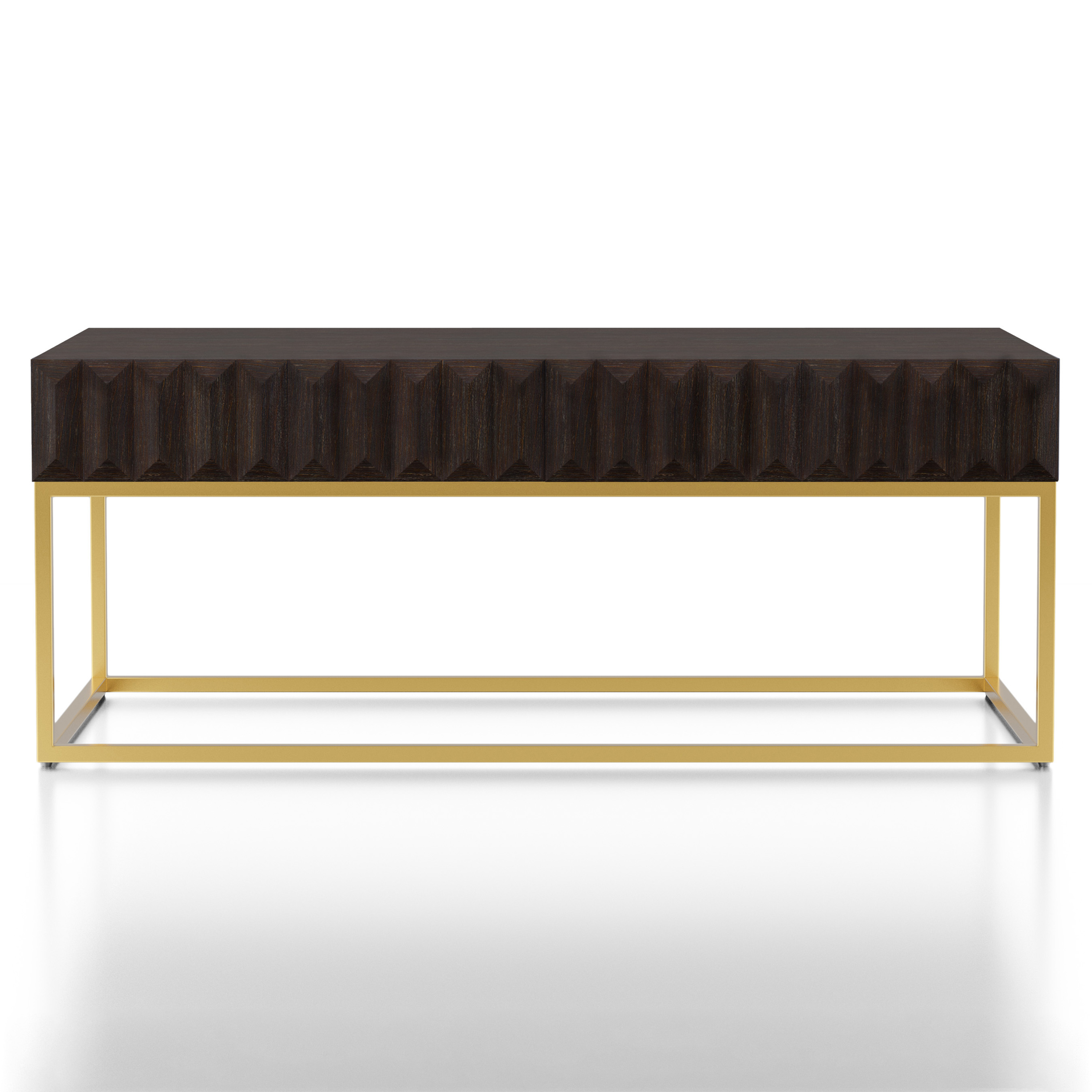 Furniture of America Vayne 2-Drawer Wood Walnut and Gold Coffee Table