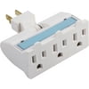 GE 3-Outlet Swivel Power Adapter with Night Light, White, 14442