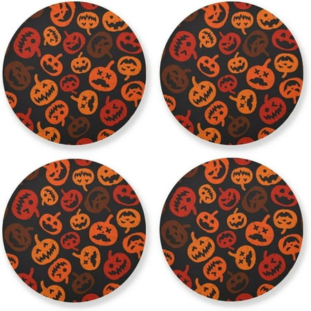 

Hyjoy Pumpkin Round Coaster Heat Resistant Absorbent Drink Coaster 4 Pcs for Kitchen Bar Cafe Decor