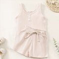 thumbnail image 2 of Toddler Baby Girl Outfits Solid Summer Clothes Infant Waffle Short Sleeve Shirt Tops Cute Shorts Set Toddler Girl Clothes 18 24 Months 2T 3T 4T 5T 6T 7T 8T Kaprioy, 2 of 6