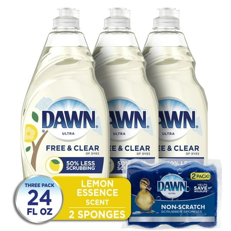 Dawn Free & Clear Dishwashing Liquid Dish Soap, Lemon Essence, 16.2 fl oz – WALMART