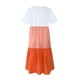 thumbnail image 5 of Abomasnow - Vestido corto informal de talla grande para mujer, de verano, holgado, a la moda, con cuello en V, rayas, lunares, manga corta, volantes, dobladillo escalonado, de lino, para playa y sol,, 5 of 5