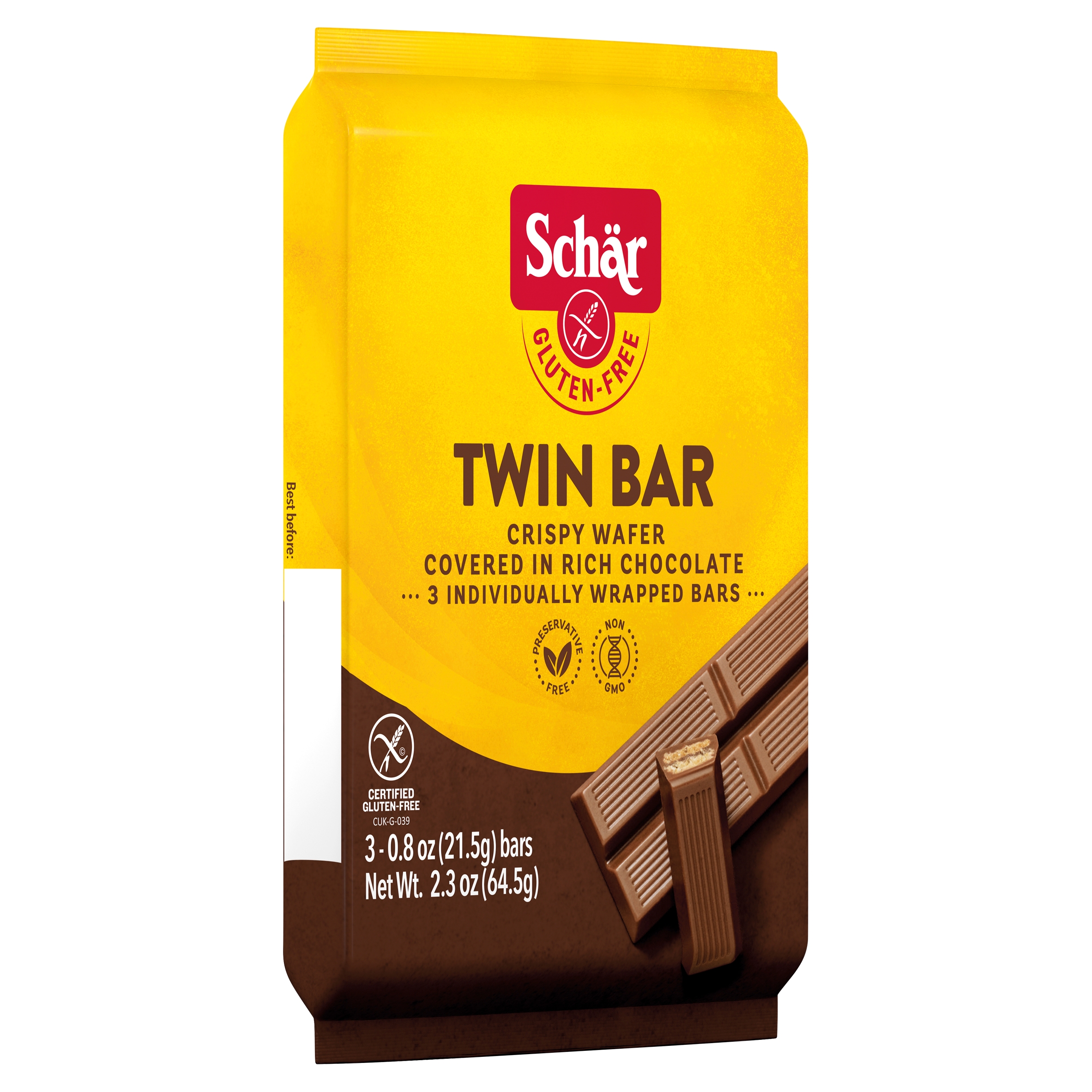Schar Gluten Free Twin Bar, Chocolate Covered Crispy Wafer Bar, 0.8 oz ...