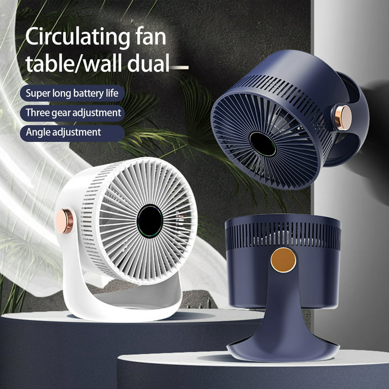 Hesroicy 1 Set Desktop Fan Rechargeable Wall Mountable 2400mAh