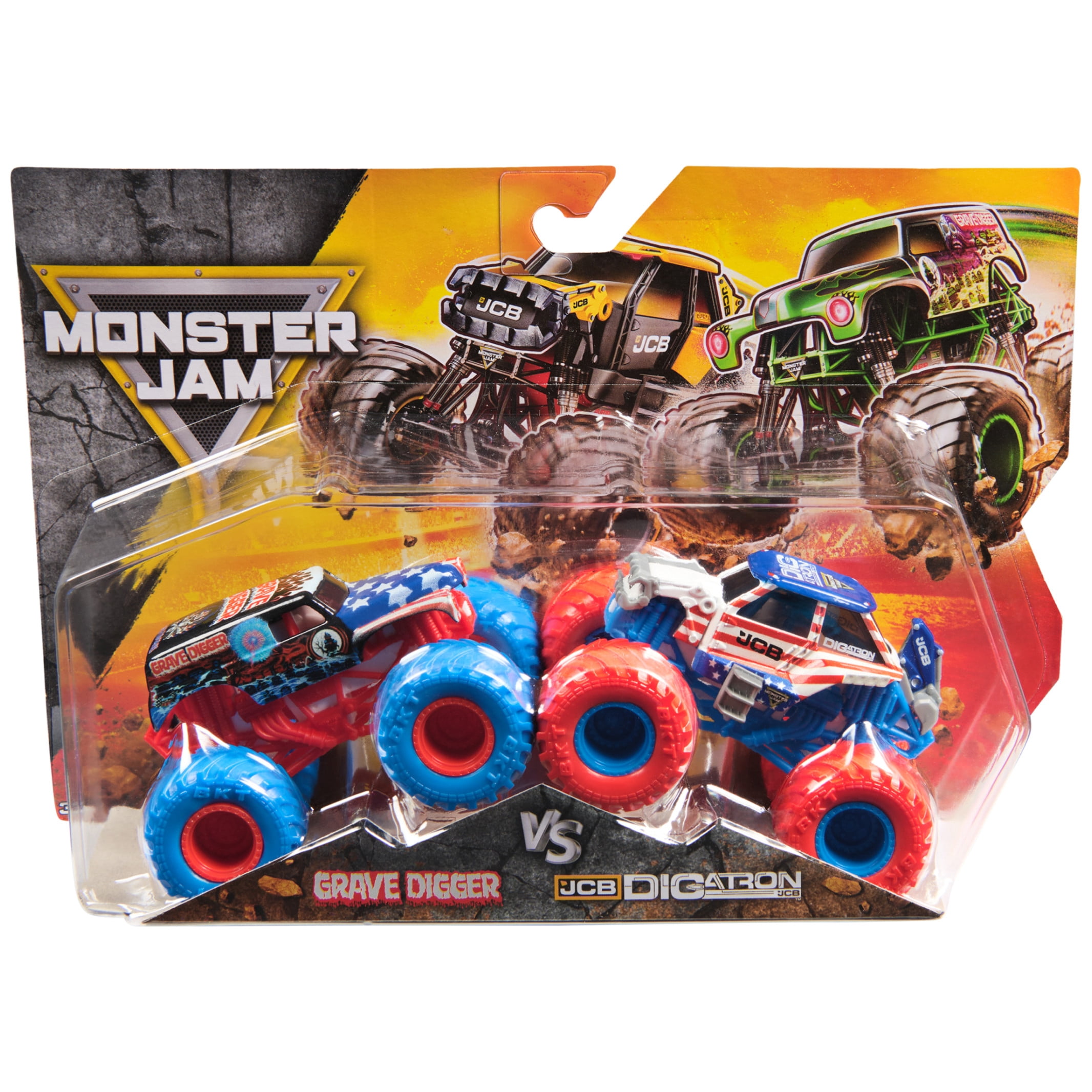 Monster Jam, Grave Digger Vs. Digatron Die-Cast 1:64 Scale Monster Trucks, Boys and Girls Ages 3 and up