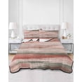 thumbnail image 2 of Quilts Twin-XL Size Bedding Set, Coral Red Brown Ombre Lightweight Quilted Comforter, Vintage Shabby Red Abstract Art Soft Reversible Bedspread Coverlet with Pillow Covers for All Season, 68" x 98", 2 of 7