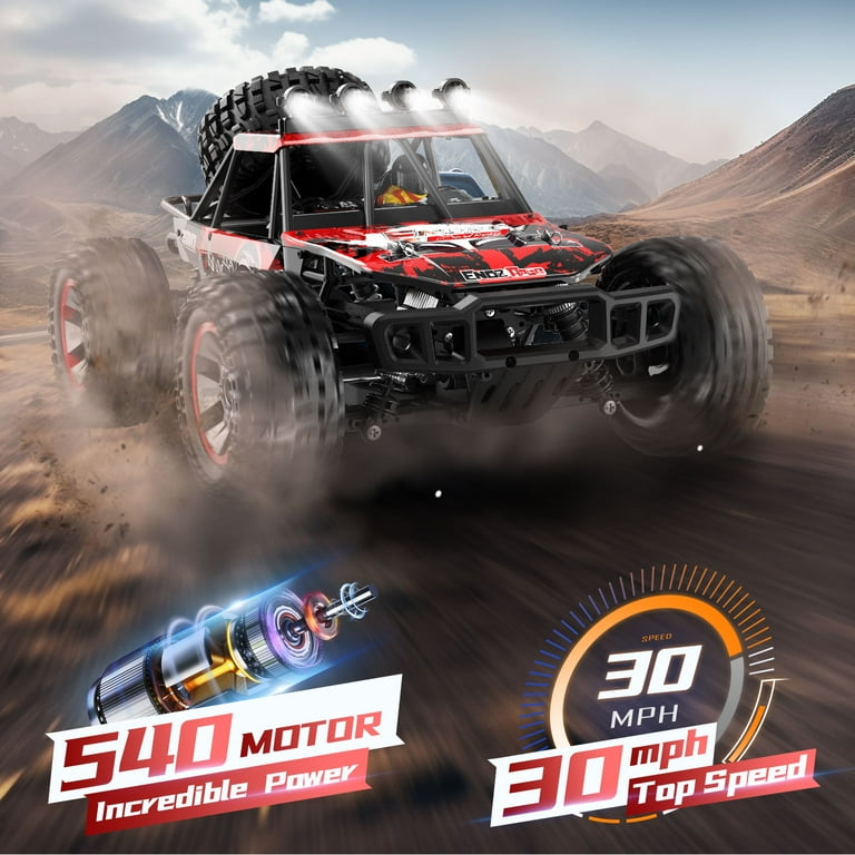 JoyStone 1 10 Large RC Car 35 MPH Hobby Grade Fast RC Truck with Lights 4WD All Terrain off Road Monster Truck Electric Vehicle with 2 Batteries for