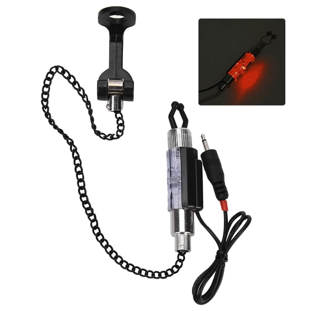 Cadena indicadora de mordedura de pesca, alarma de mordedura iluminada, accesorio para aparejos de pesca (rojo)