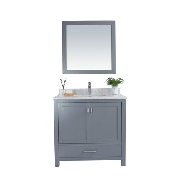 Laviva 313ANG-36G-WC Wilson 36" Grey Vanity With White Carrara Countertop