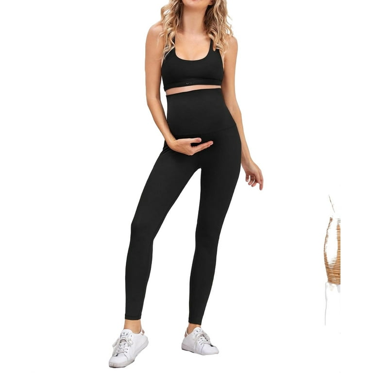 Be Maternity Solid Black Leggings Size L (Maternity) - 31% off