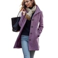 thumbnail image 3 of Women's Fall Winter Casual Thicken Polyester Stand Collar Single Breasted Coat, 3 of 7