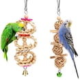 thumbnail image 5 of Juguetes para pájaros, juego de 8 juguetes masticables de madera natural para loros, campana colgante, columpio para jaula, apto para pinzones, periquitos pequeños y otros., 5 of 5