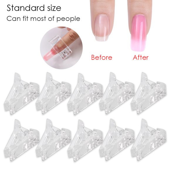 10 piezas Clips de puntas de uñas Ecomeon Accesorios de gel de uñas transparente