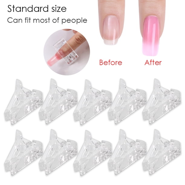 10 piezas Clips de puntas de uñas Ecomeon Accesorios de gel de uñas transparente