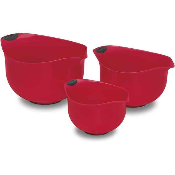 Set of 3 BPA-free Mixing Bowls, Red