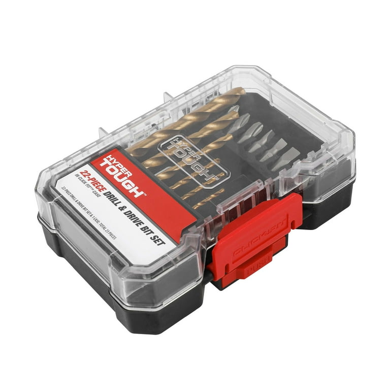 Hyper Tough Drill & Drive Set with Titanium Coated Bits 22-Piece