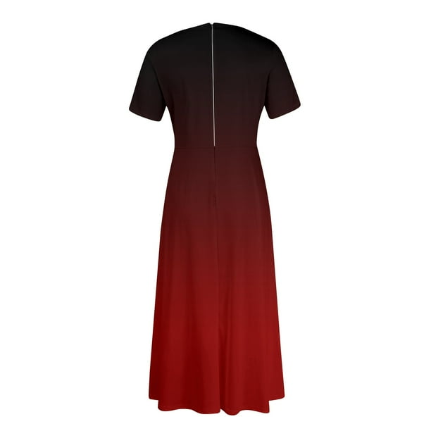 Mohiass Women's Casual Round Neck Short Long Sleeve Maxi