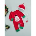 thumbnail image 3 of Qiylii Baby Christmas Romper, Color Block Long Sleeve O-Neck Jumpsuit + Cap, 3 of 8