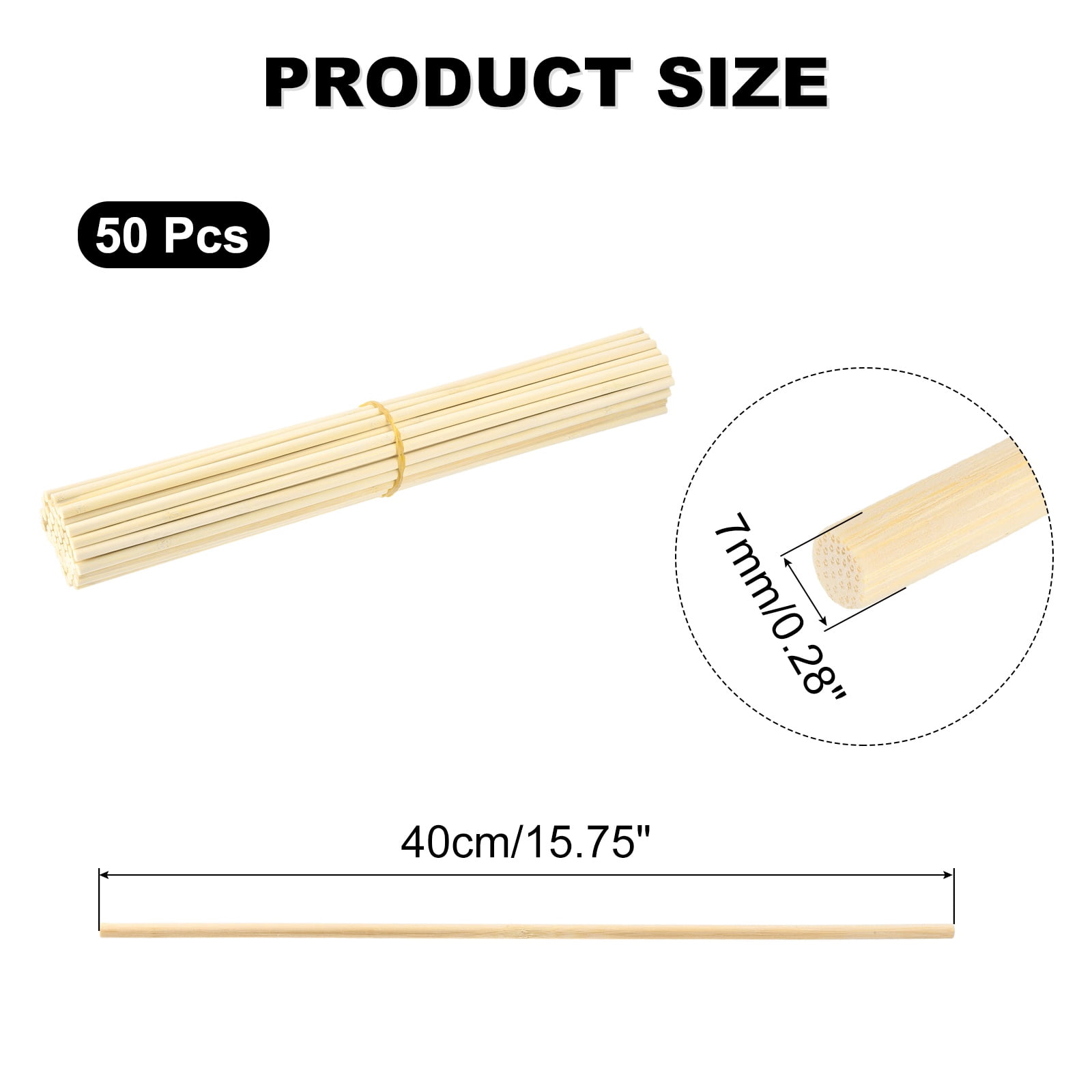 Uxcell Wooden Dowel Rods,  9/32 x 16 Inch Round Dowel Rod Wood Sticks Bamboo Stick for Arts Crafts Photo Booth Props DIY Building Model, 50 Pack