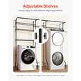 thumbnail image 4 of VEVOR Over Washer and Dryer Storage Shelves, 6 Tiers Laundry Room Drying Rack with Hanger Rod and Hooks, Two Rows Adjustable Washer Shelves Space Saver, for Laundry Room Storage & Organization, Black, 4 of 9