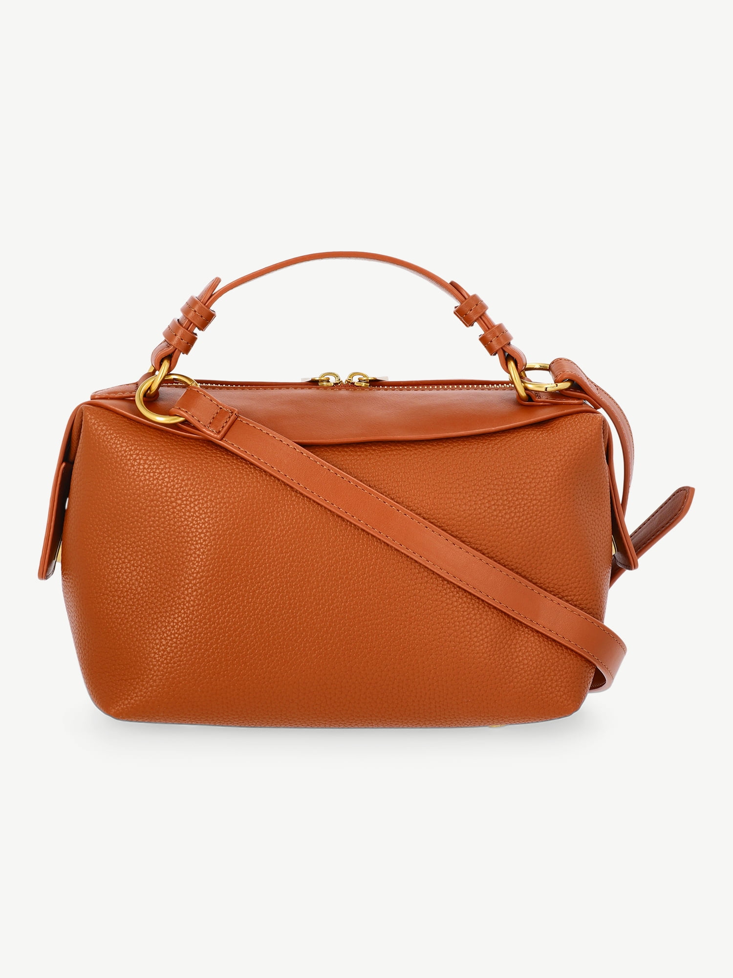 Free Assembly Women's Faux Leather Crossbody Handbag, Brown