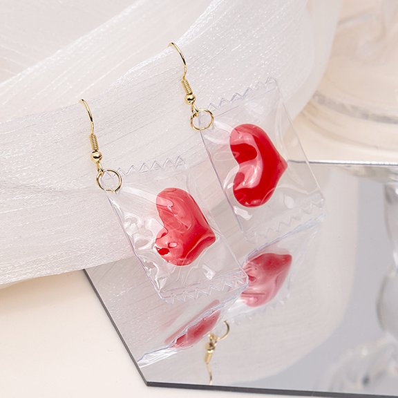 ROSENICE 1 Pair Women's Valentine's Day Heart-Shaped Drop Dangle Earrings Romantic Jewelry