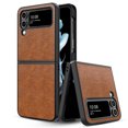 thumbnail image 1 of Elegant Choise Phone Case for Samsung Galaxy Z Flip 4 5G Leather Hybrid Hard Shockproof Cover, Brown, 1 of 14