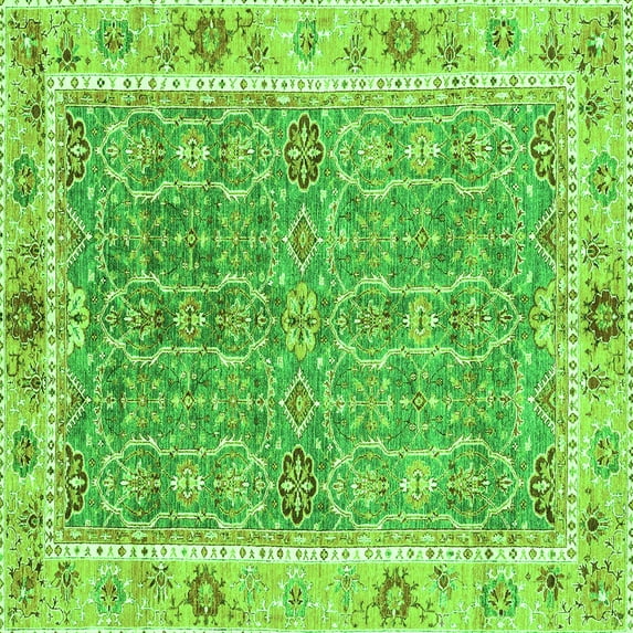 Ahgly Company Indoor Square Oriental Green Traditional Area Rugs, 5' Square