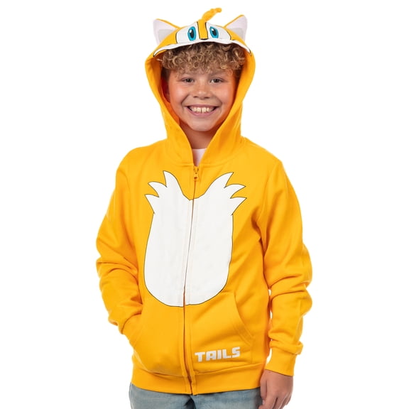Sonic The Hedgehog Hoodie Boys' Tails Character Design Full-Zip Sweatshirt