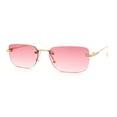 thumbnail image 5 of Retro Luxe Rimless Rectangle Metal Frame 90s Fashion Sunglasses Gold - Pink, 5 of 8