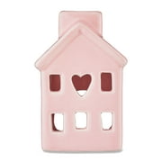 Way to Celebrate! Valentines Day 4in Ceramic House Tabletop Dcor, Pink 